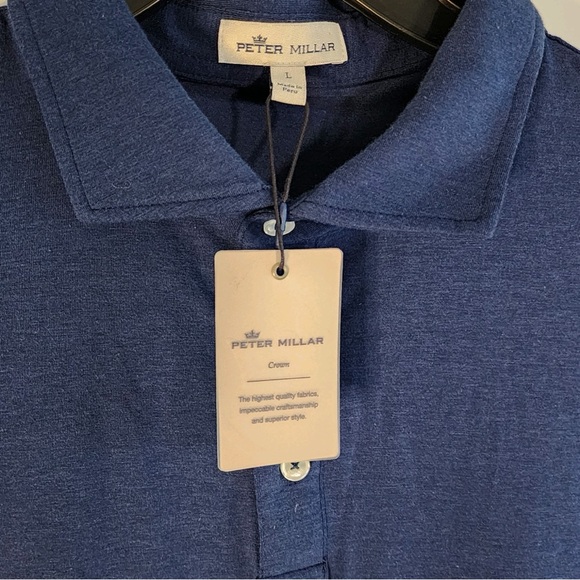 Peter Millar Golf Athena Striped Short Sleeve Polo Shirt Navy White sz L - Picture 11 of 15